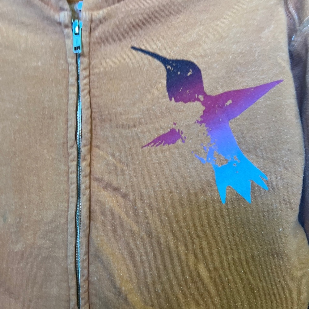 Free city Orange Zip-Up Hoodie with Bird Graphic - Picture 3 of 6